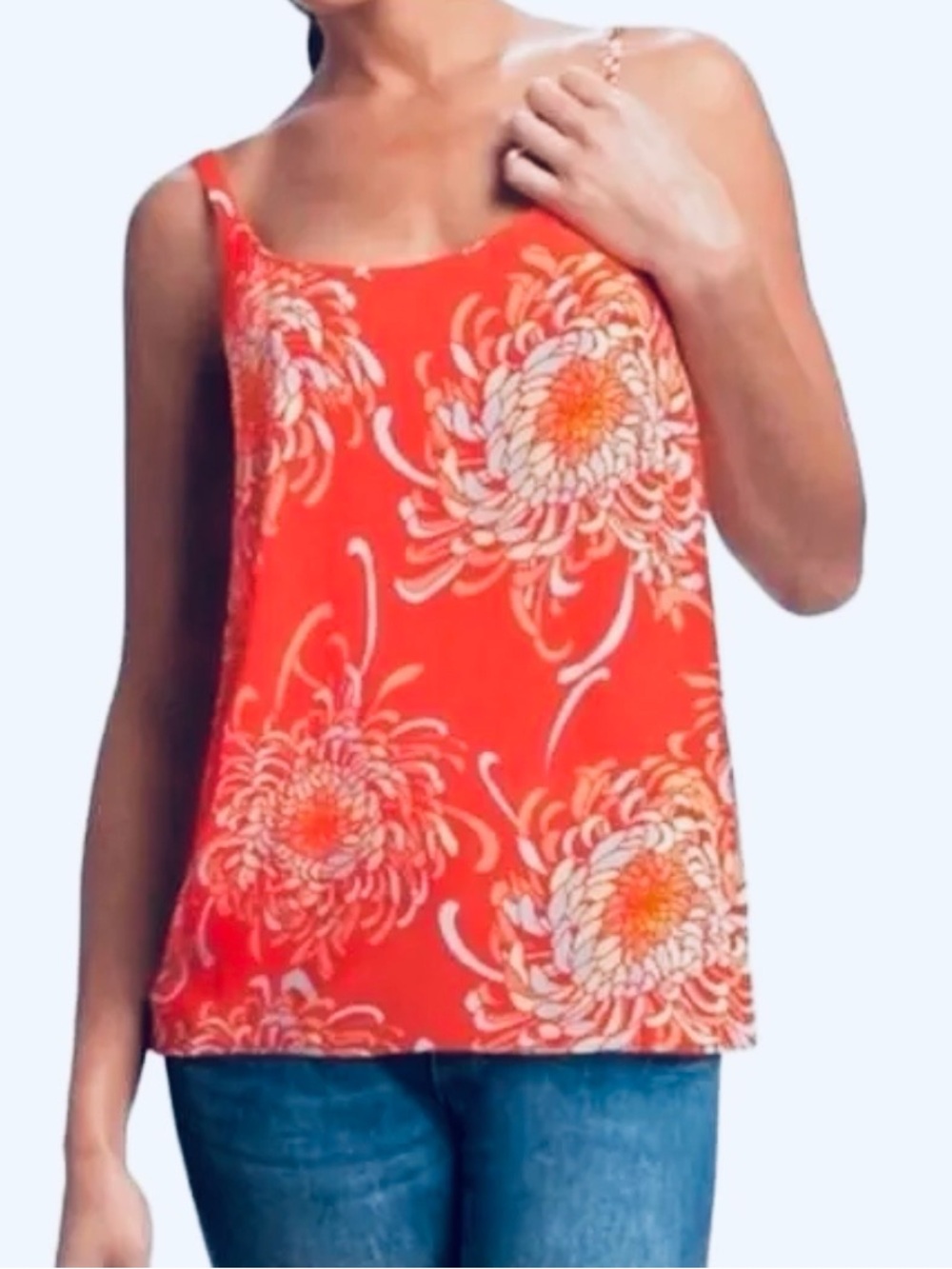 CAbi Coral Lovely Day Floral Cami Adjustable Straps Top XS NWOT